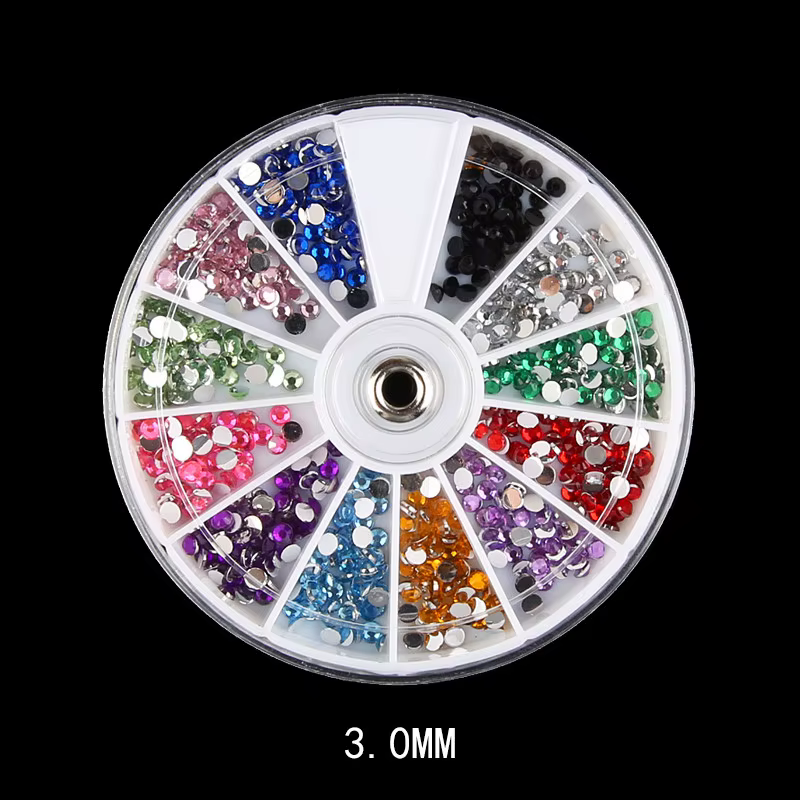 Strass 3d en pierre brillante pour ongles, 12 couleurs mélangées, 1.5MM,2MM,3MM, petites perles, man