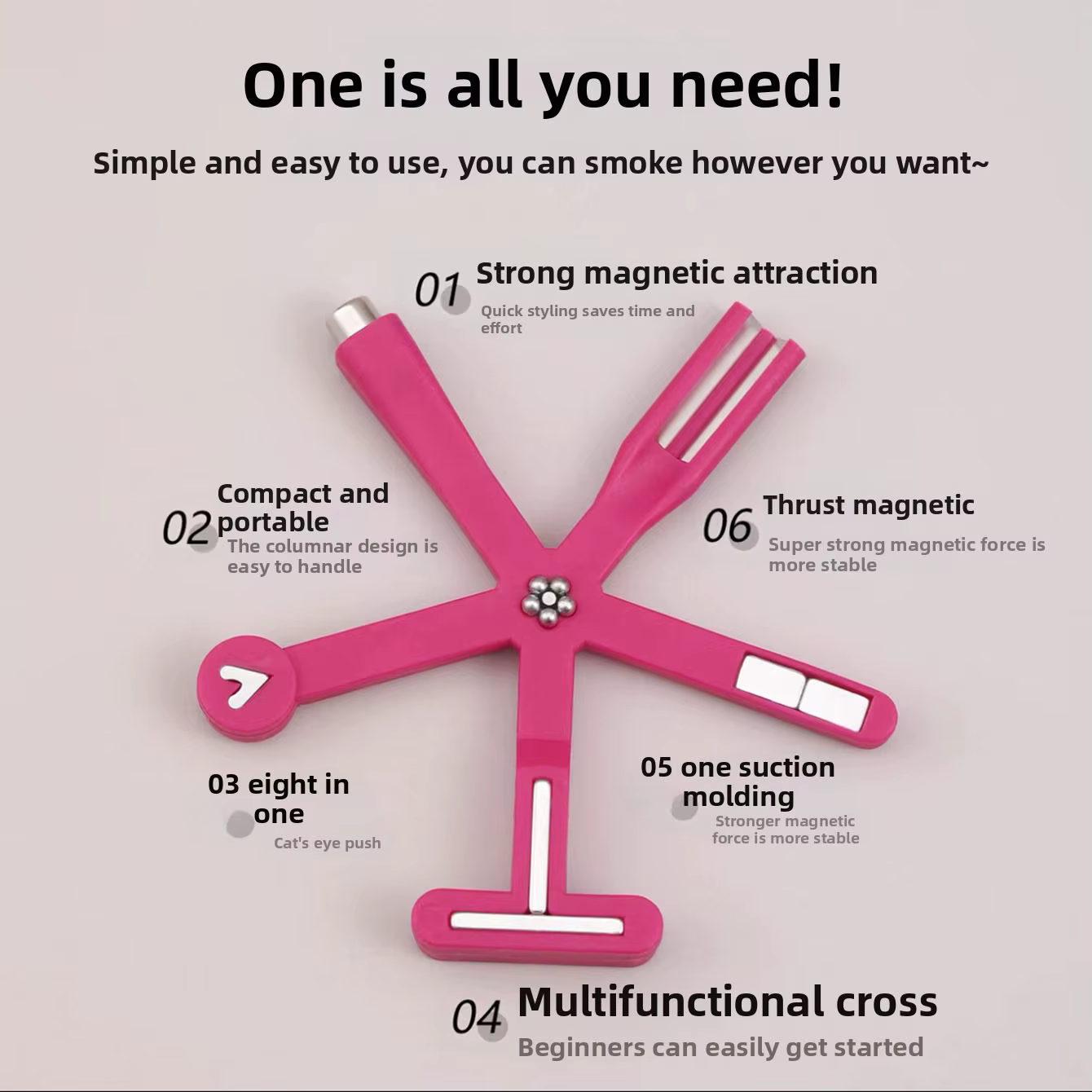 Nouveau magnétique à ongles 8-en-1 multifonctionnel pour attirer les perles de verre, les vernis à o