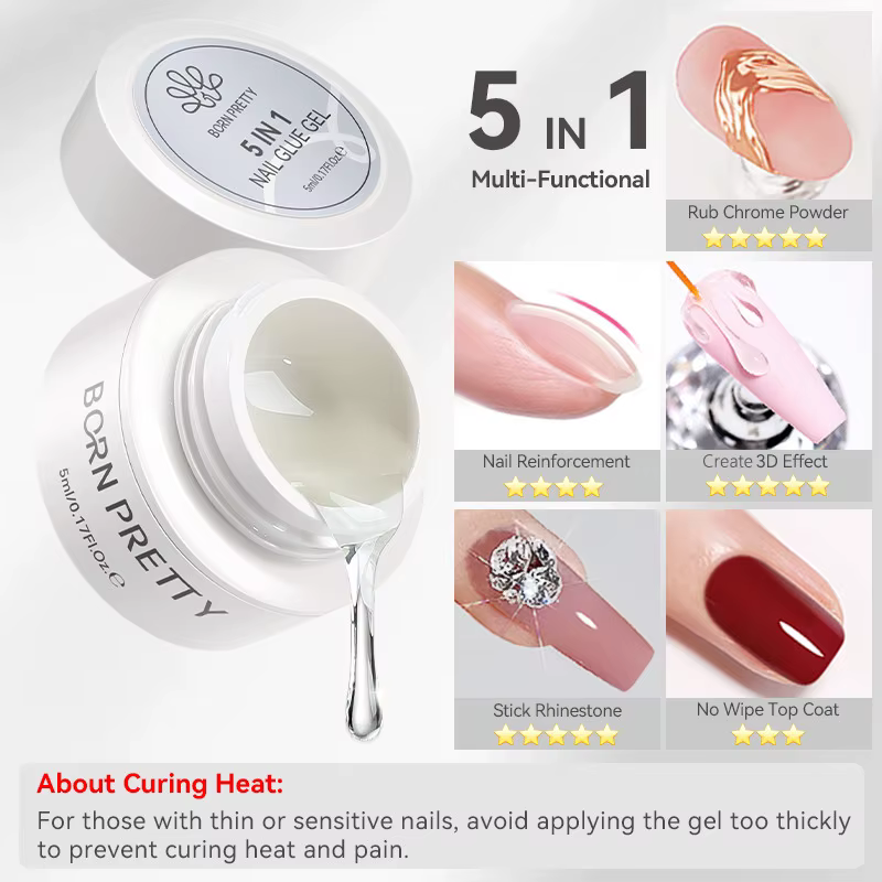 BORN PRETTY 5 ml/30 ml 5 en 1 colle à ongles Gel multifonctionnel effet 3D sculpture façonnage renfo