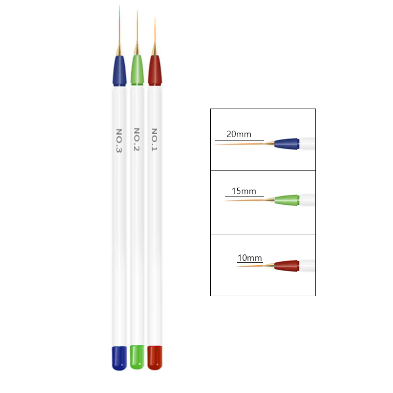 3 pièces/ensemble acrylique français rayure Nail Art ligne peinture stylo 3D conseils manucure mince