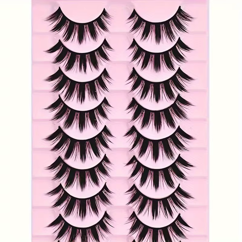 10 paires de faux cils, extensions de cils épais, outils de maquillage pour les yeux réutilisables (
