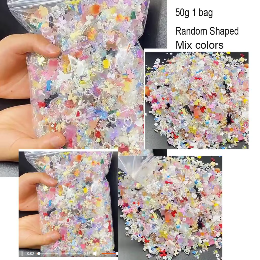 Décorations en résine pour Nail Art, 500 à 600 pièces, mélange de formes, breloques pour ongles, fou