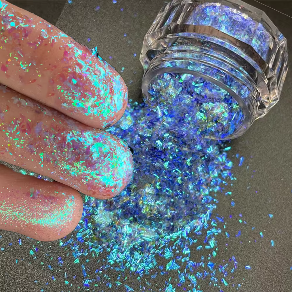0.1g/pot Aurora caméléon Nail Art opale flocons holographique miroir magique haute brillance poudre 