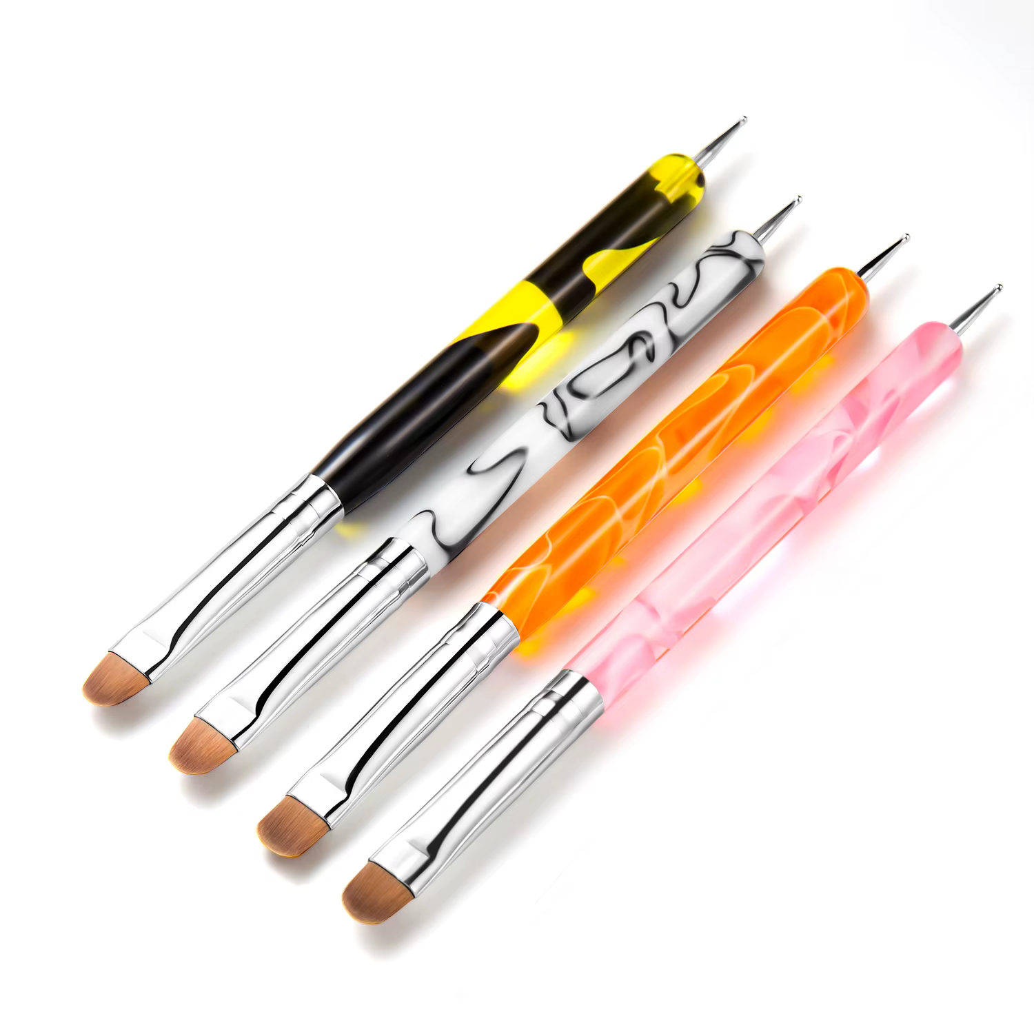 Pinceau français pour Nail Art, stylo à double extrémité, poignée en acrylique, pour dessin, peintur
