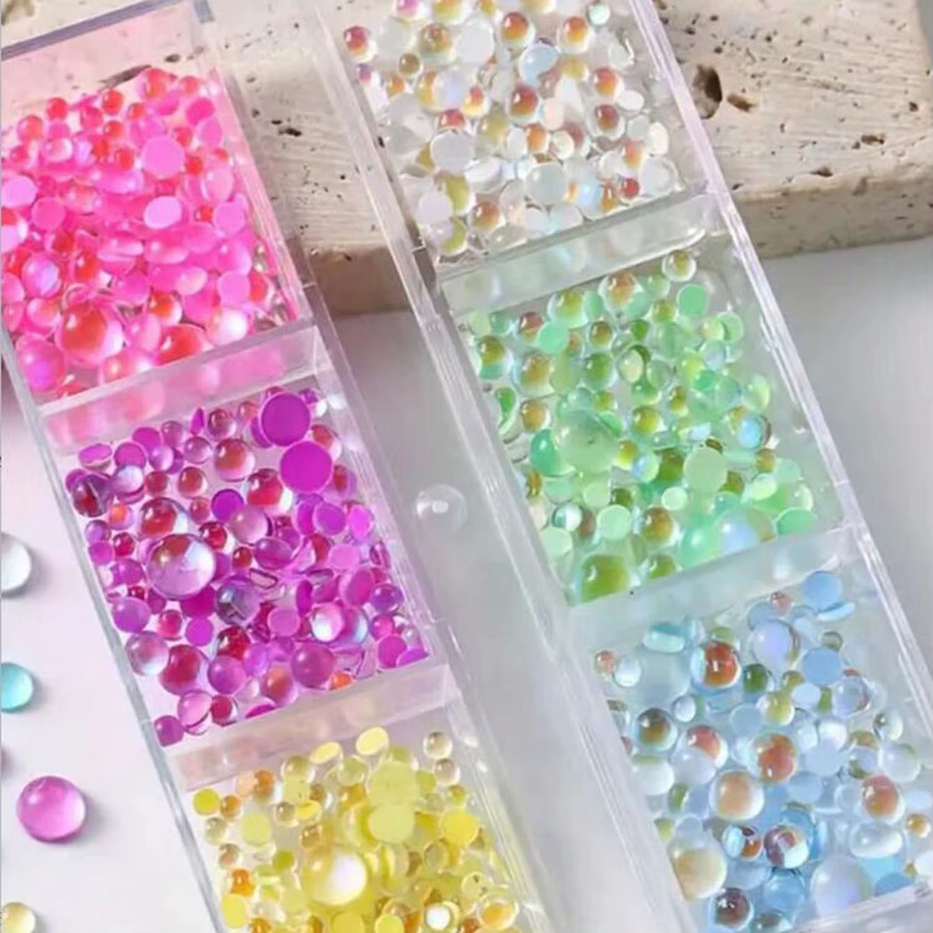 1 boîte arc-en-ciel sirène larmes Nail Art breloques Macaron bulle perles Nail Art pour l'été Aurora