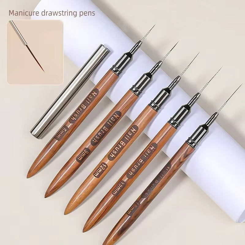 Pinceau à ongles en bois pour gel, liner pour nail art, pinceau de peinture DIY, stylo à dessin pour