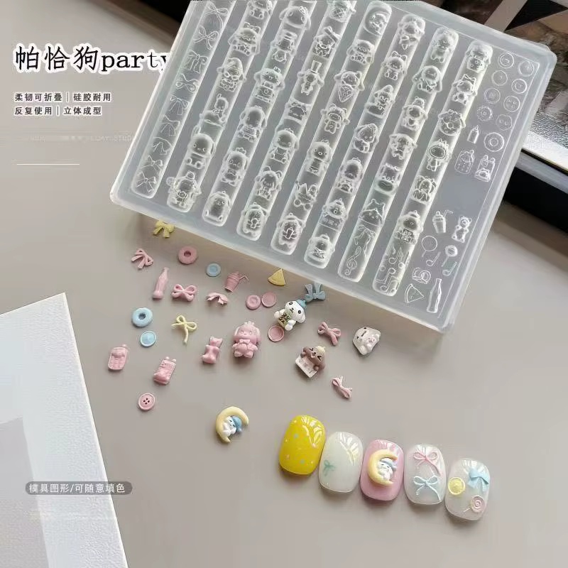 Moules 3D en Silicone pour Nail Art, classique Hello Kitty My Melody Pochacco, modèle de sculpture, 
