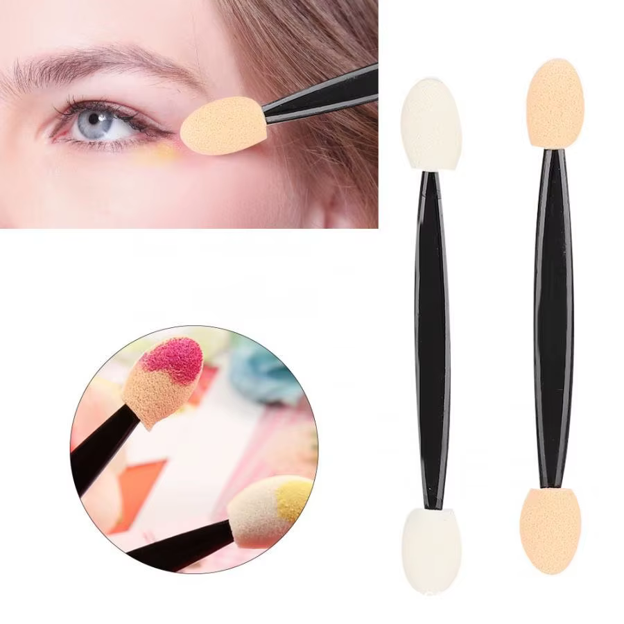 Éponge à Double extrémité pour poudre d'art des ongles, brosse multifonctionnelle pour fard à paupiè