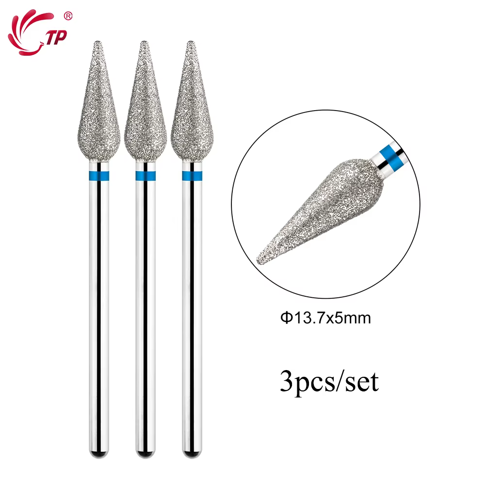 TP 3 pièces/ensemble forets à ongles diamant flamme 3/32 ''embouts de lime électrique russe fraise p