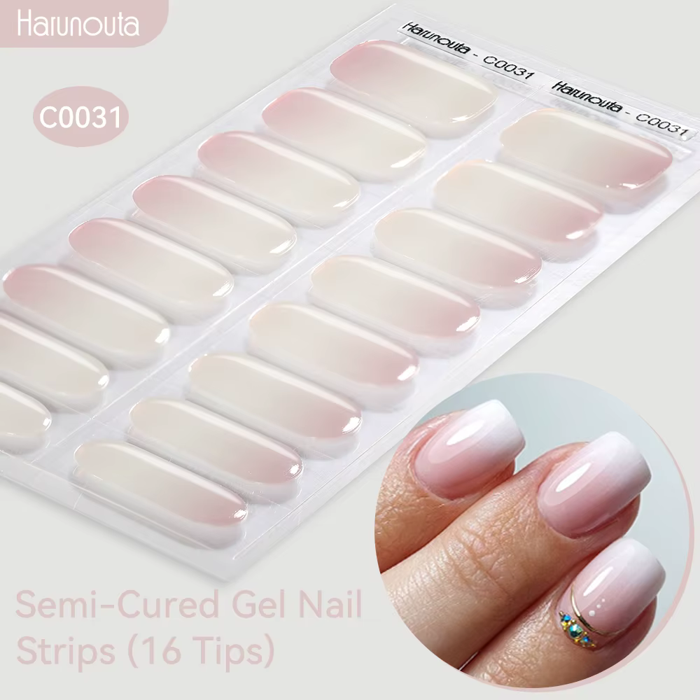 Harunouta dégradé Semi-durci Gel autocollant pour ongles longue durée UV autocollant pour ongles UV/