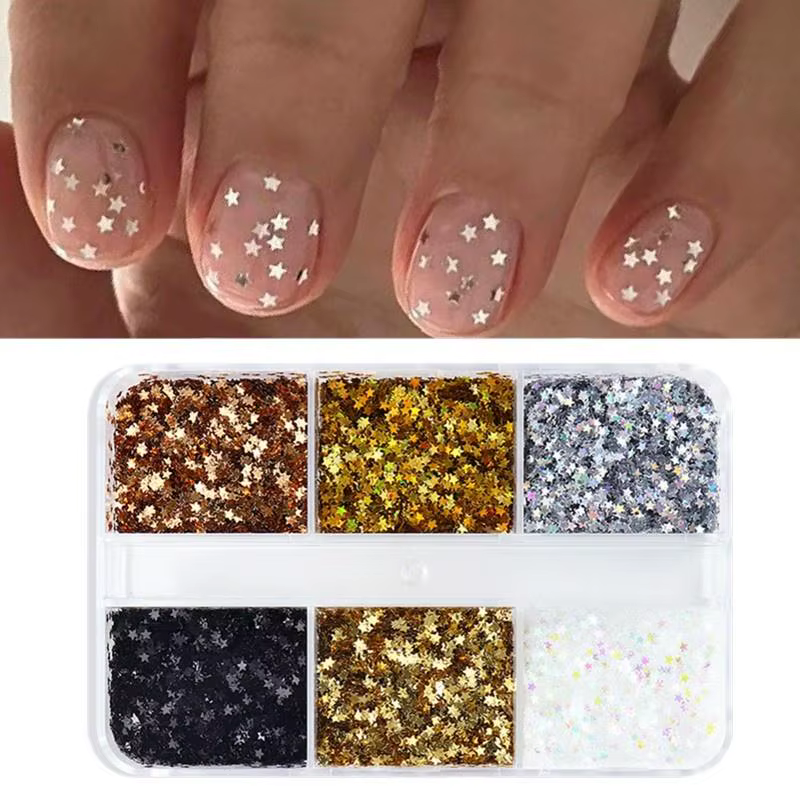 ● Mini paillettes étoiles scintillantes de 1 mm, décorations d'ongles pentagramme étincelantes, acce