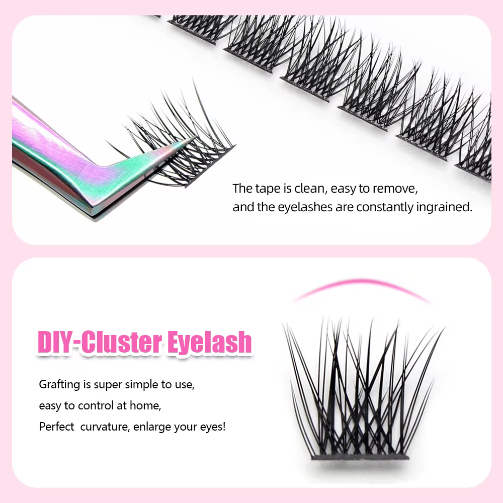 YUANZHIJIE bricolage 120 pièces cils en grappe 3D naturel bouquet 8-16mm D Curl faisceau segmenté in