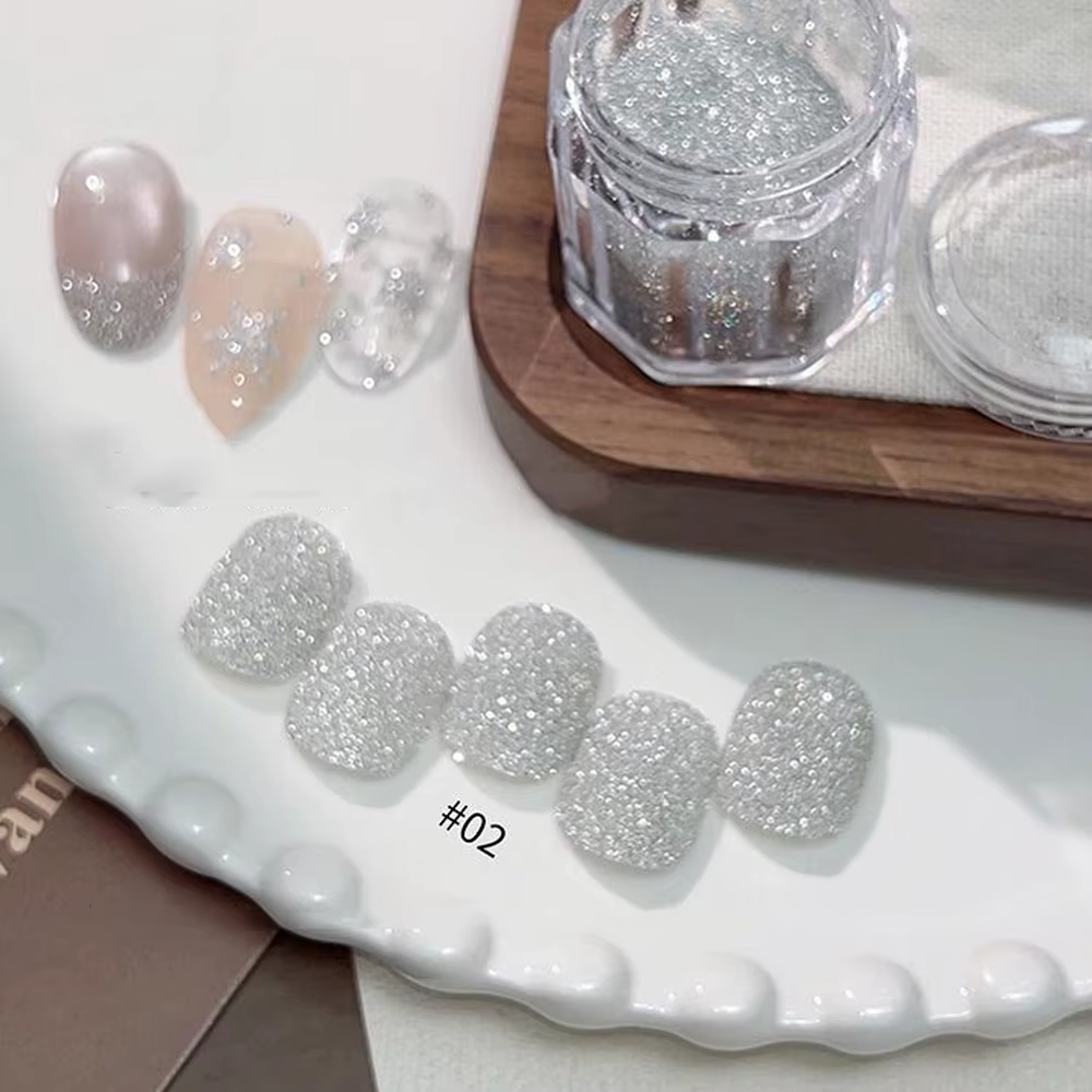 Poudre à ongles diamantée argentée 5g - Pigment pailleté ultra fin pour ongles en acrylique et en ge