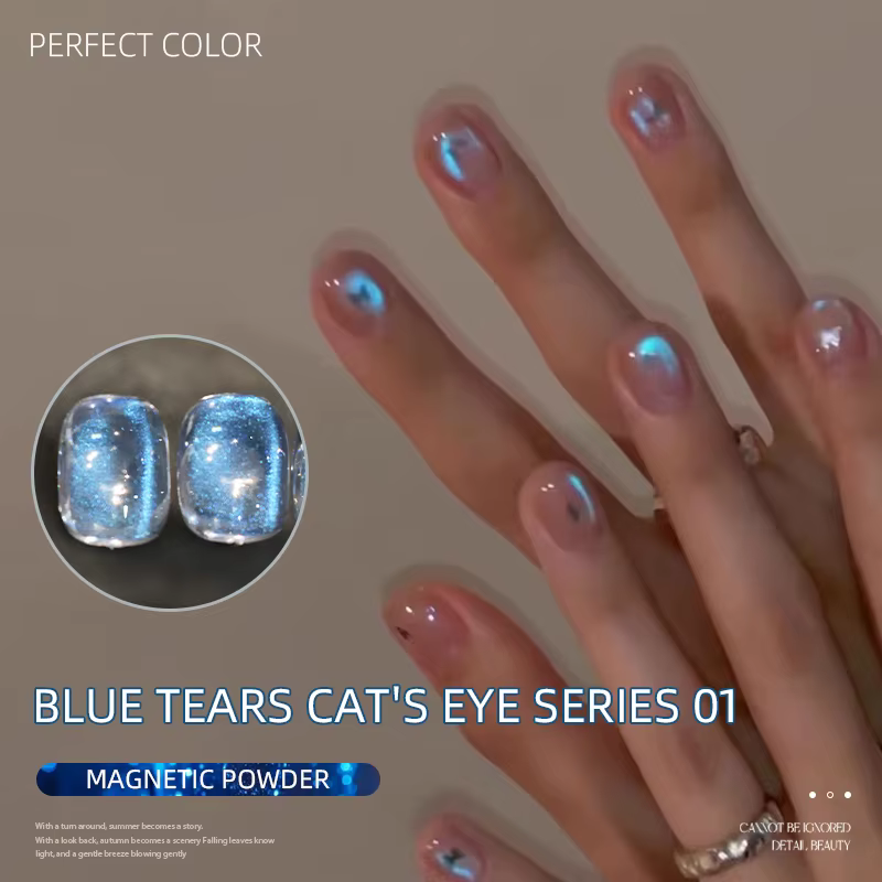 PARPECT COLOR Série œil de chat larmes bleues, 3 couleurs 1 pièce/3g Couleur bleue unique et poudre 