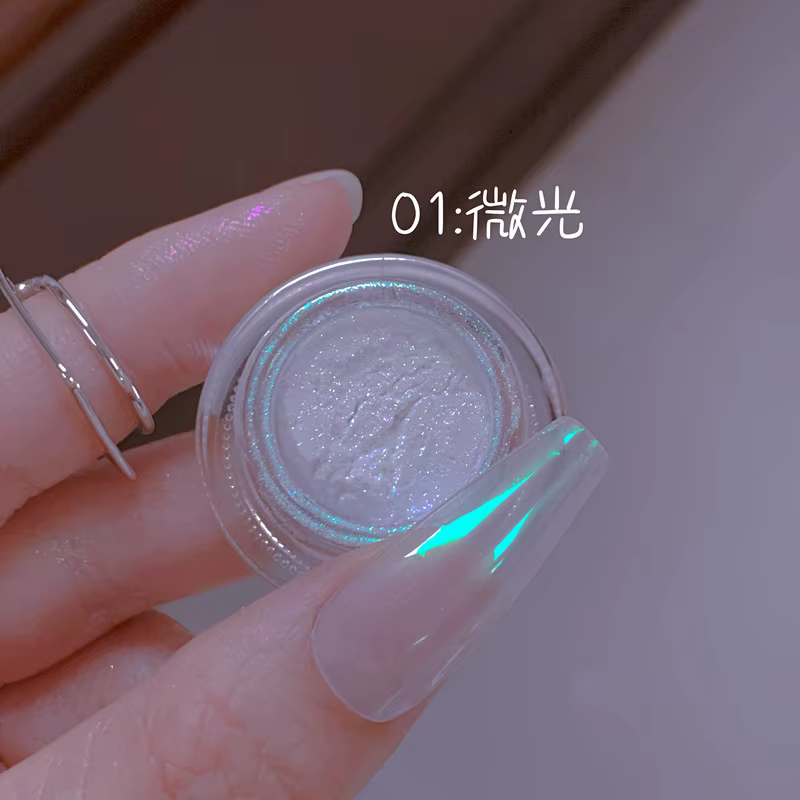 1 pot (0.2g) miroir du ciel clair de lune miroir ongles poudre scintillante aurore perle métallique 