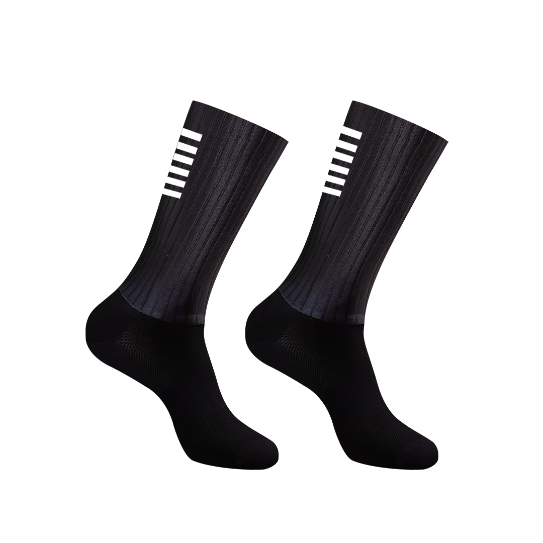 YKYWBIKE Aero chaussettes de cyclisme anti-dérapant Silicone ligne blanche chaussettes de cyclisme h