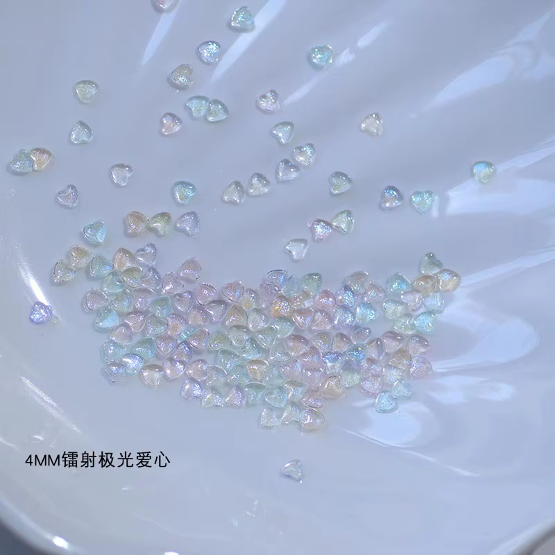 30 pièces/boîte Kawaii paillettes poudre coeur Nail Art décorations 3D résine strass breloques dessi