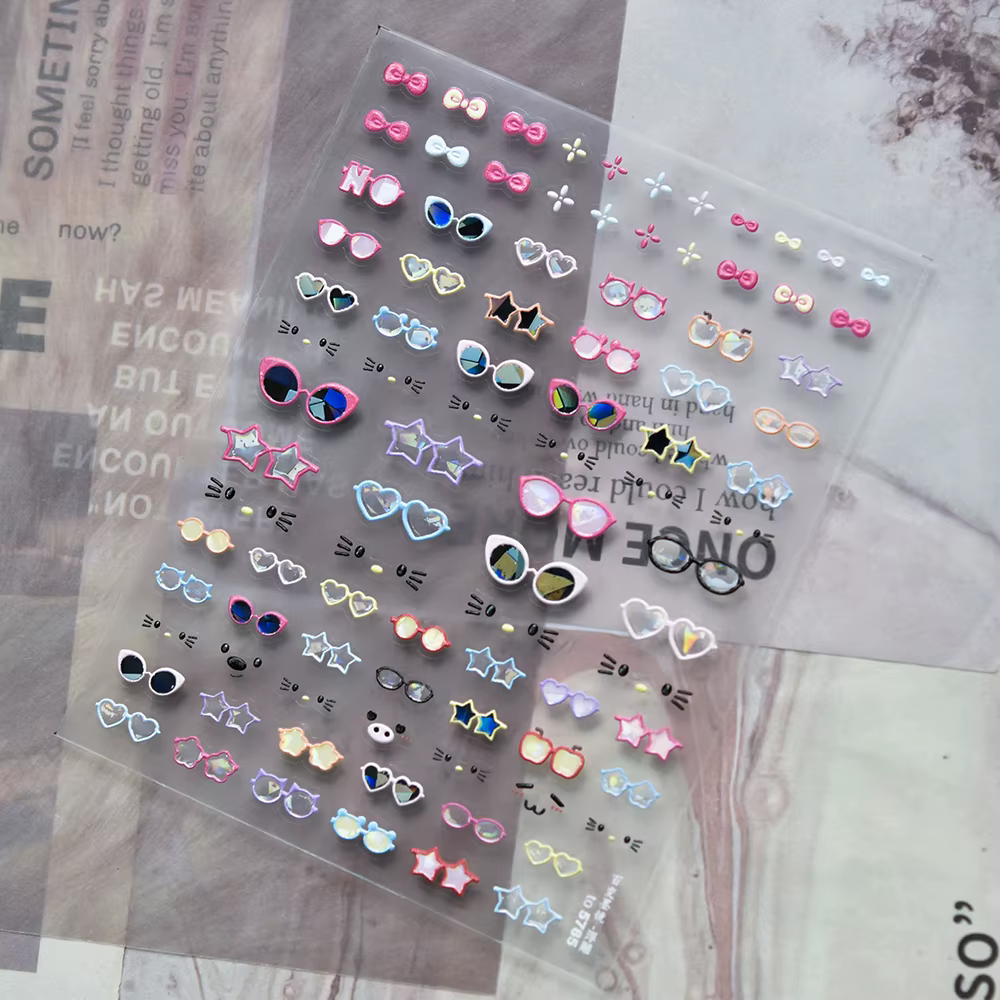 Autocollants 5D adhésifs pour ongles, motif chat mignon et drôle, pour manucure DIY, breloques et sl