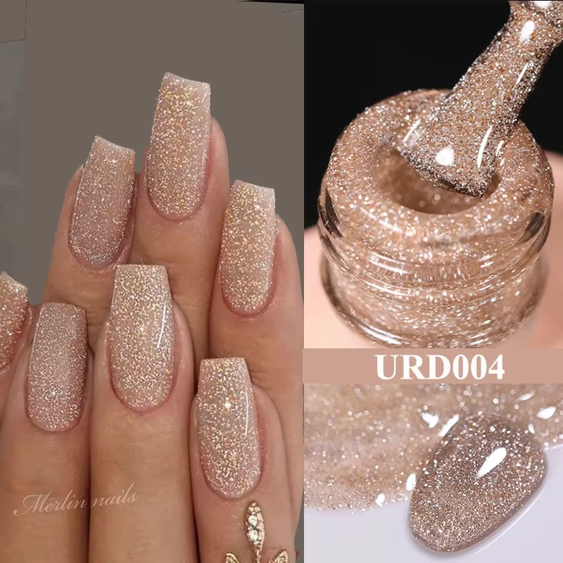 UR SUGAR 15ml Champagne or argent réfléchissant paillettes Gel vernis à ongles vernis Semi Permanent