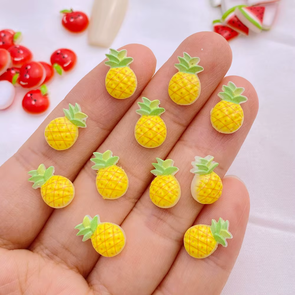 Décorations en résine pour ongles, série de fruits mignons de dessin animé Kawaii, accessoires d'ong