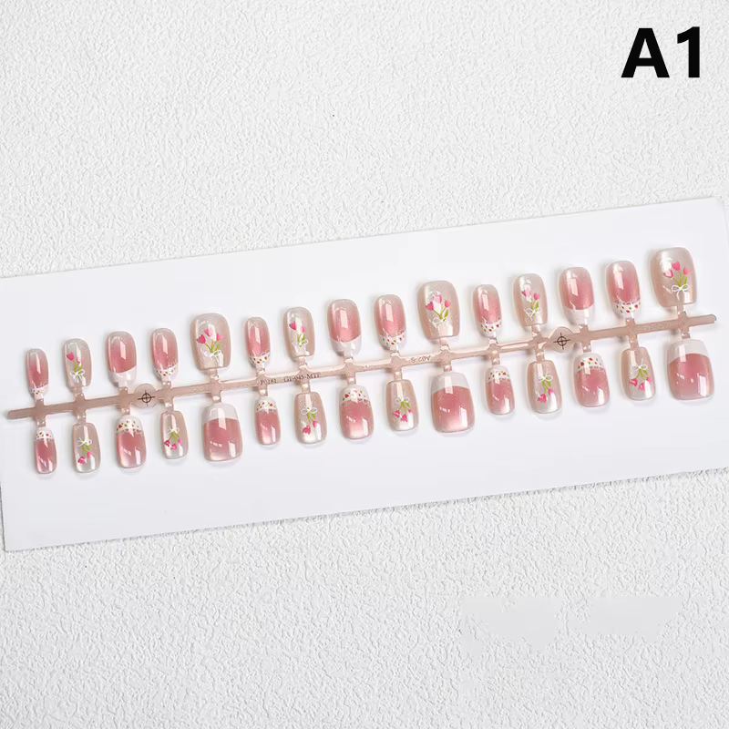 30 pièces tulipe fleurs oeil de chat faux ongles portable faux ongles presse sur ongles conseils Nai