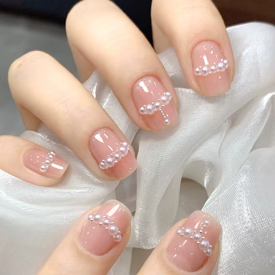 Strass 3D pour Nail Art, 6 grilles, perles rondes blanches, décoration d'ongles, breloques en acier,