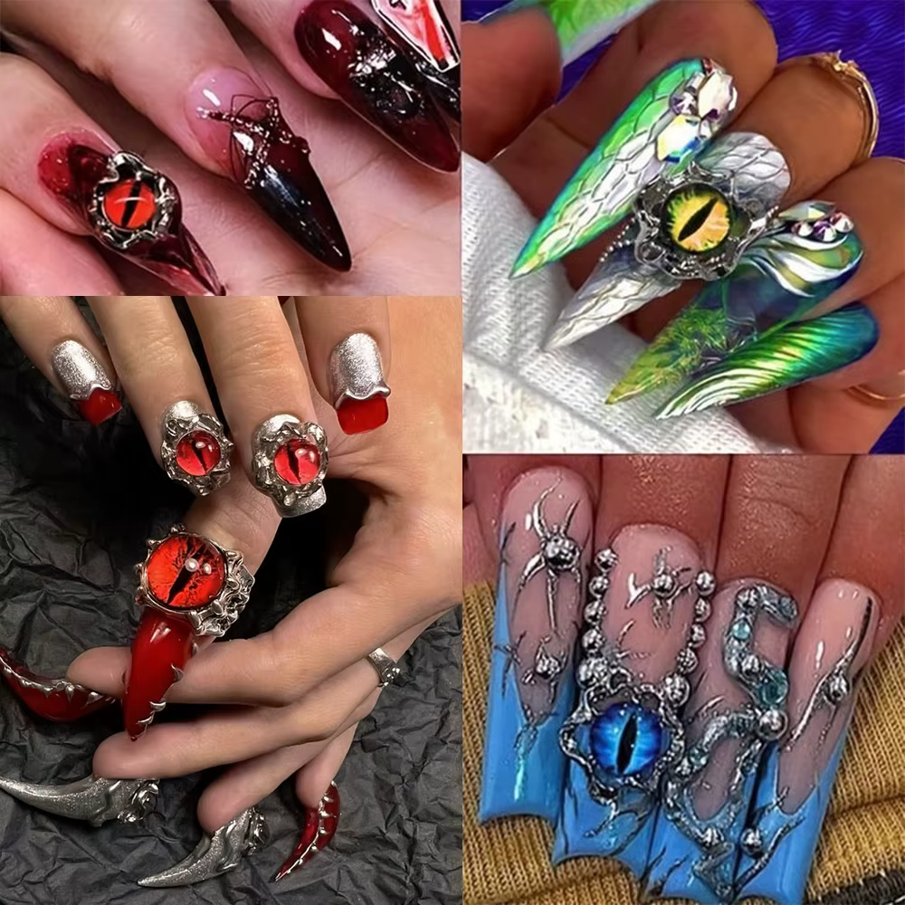 20/50 pièces 3D cristal oeil d'animal perles breloques pour ongles 6/8/10mm mixte Dragon globe ocula