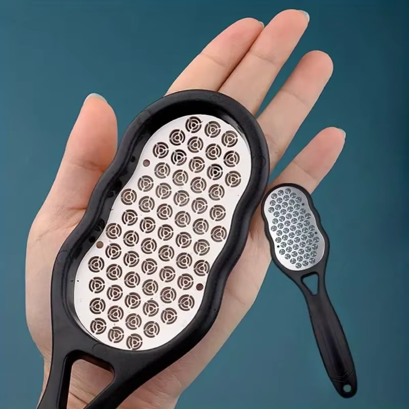 Lime à pied en acier inoxydable – Lime ergonomique anti-éclaboussures avec grain grossier/fin, durab
