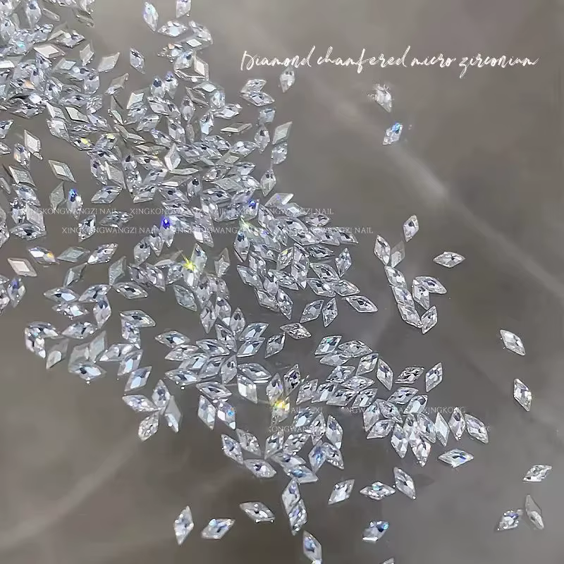 100 pièces Rotterdam kling Rhombus Zcomprend sur Nail Art Strass 1.5*3mm Mini Flatback Diamant Brcor