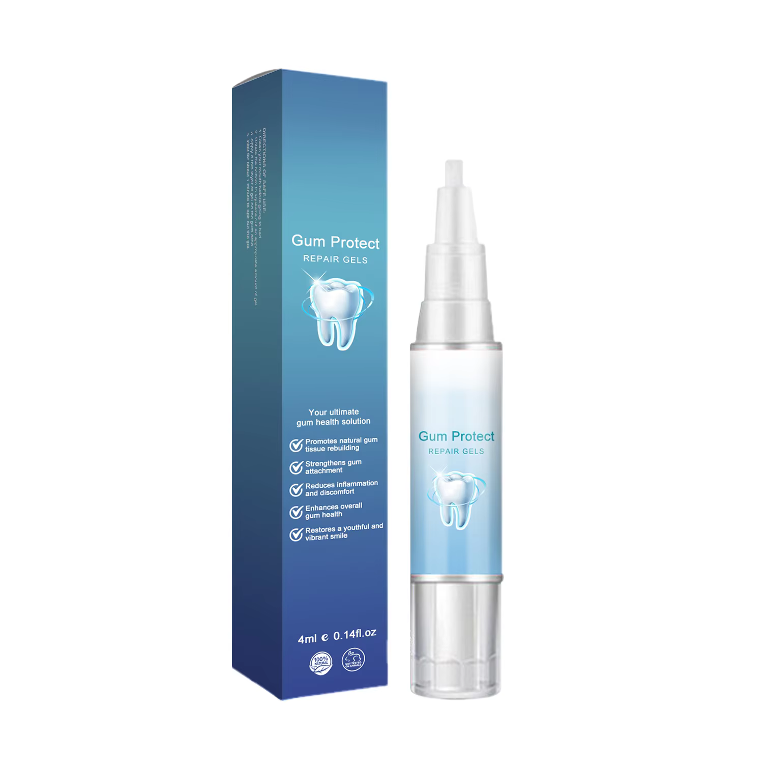 Gel réparateur dentaire, haleine fraîche, renforce les gencives, réduit la pigmentation, élimine les