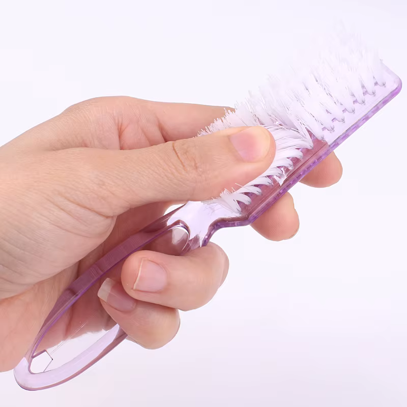 Brosse à ongles transparente, brosses de nettoyage, poignée en plastique, nettoyeur de brosse multif