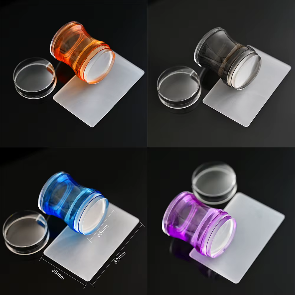 Kit de tamponnage pour nail art en silicone transparent, pour manucure française, plaque de tamponna