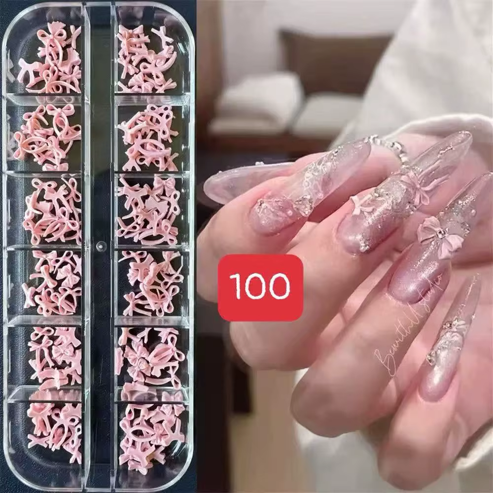 Décorations pour ongles en forme de nœud bordeaux à 12/16 compartiments, accessoires pour le Nouvel 
