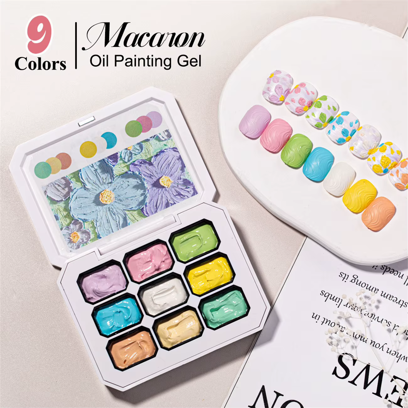 1 pièce Gel UV&LED Makaron 9 couleurs, gel de peinture à l'huile à effet dégradé, gel de patinage po