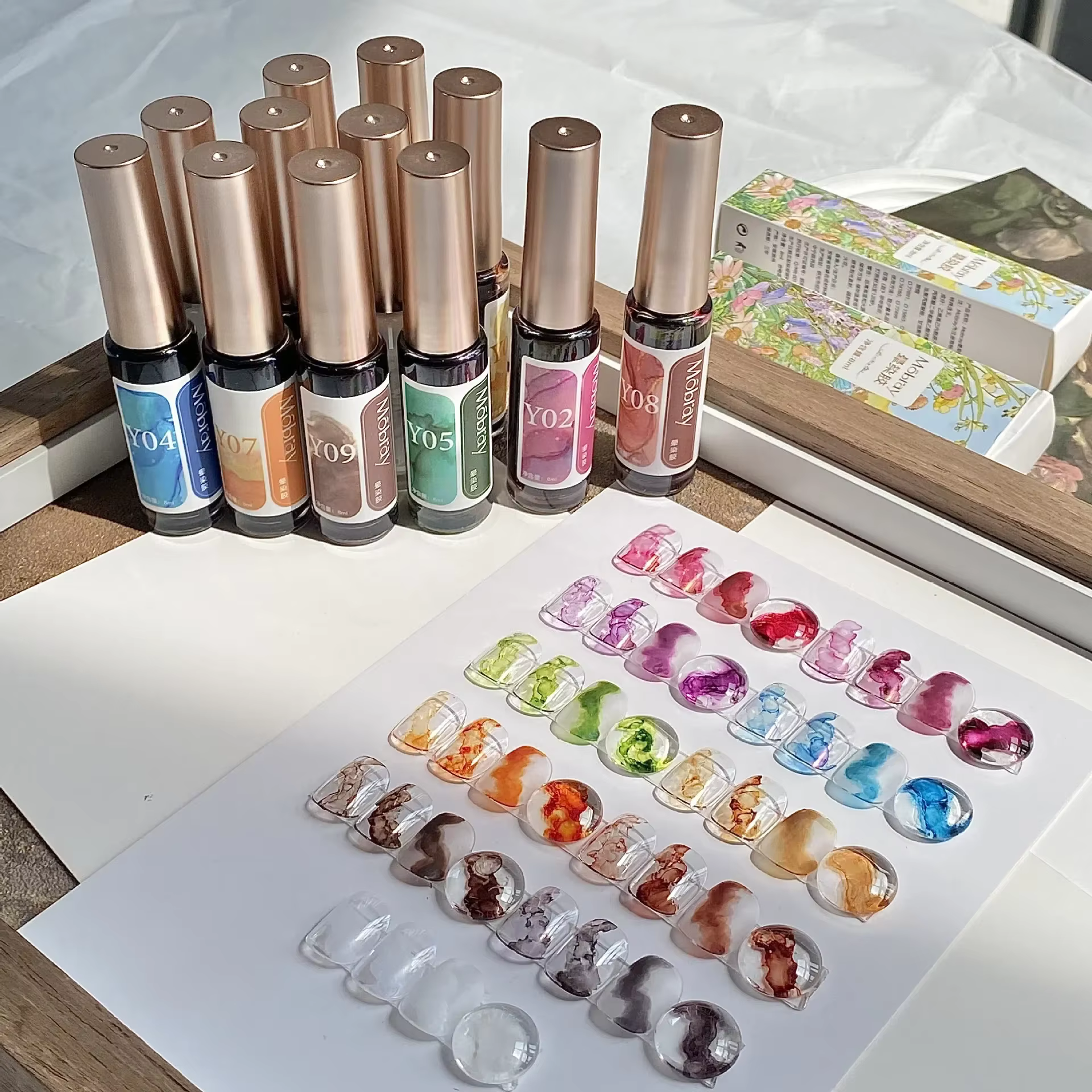 Vernis à ongles fleuri marbre encre à ongles teinte Gel aquarelle encre Nail Art fleur Gel vernis Se