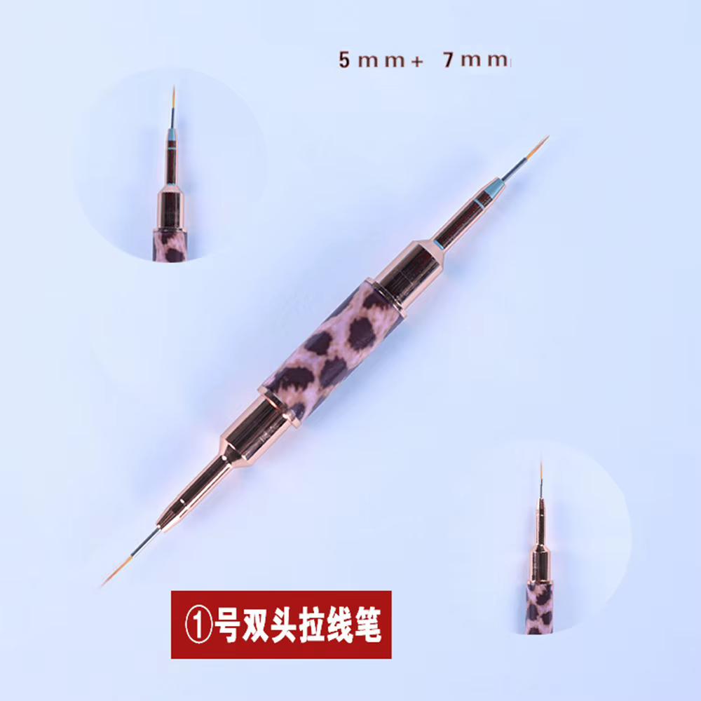 Pinceaux pour Nail Art imprimés léopard, 5-25mm, détails fins, Double couvre-chef, rayures, dessin,