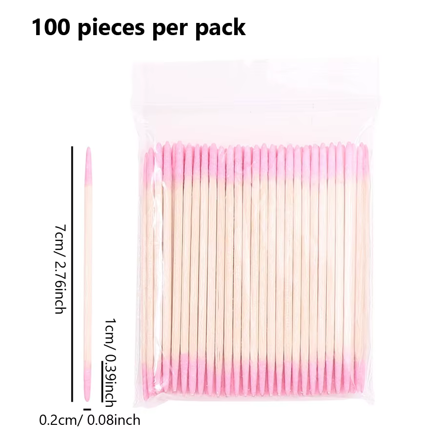 Coton-tige à Double extrémité, 100 pièces, pointes fines pour Nail Art, maquillage, Eyeliner, Correc
