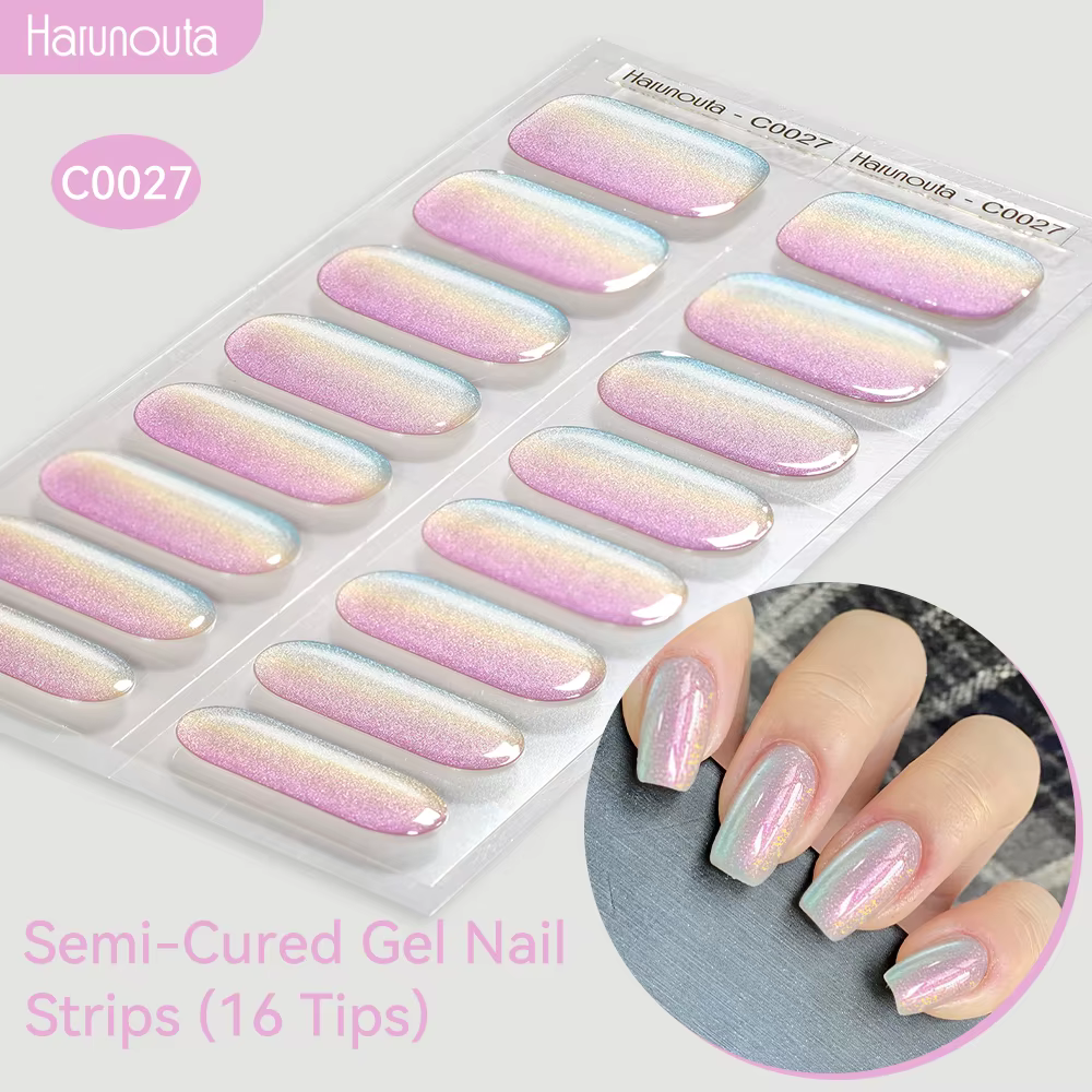 Bandes d'ongles en gel semi-durci avec lampes à ongles UV et LED, Aurora nickel é, autocollants de v