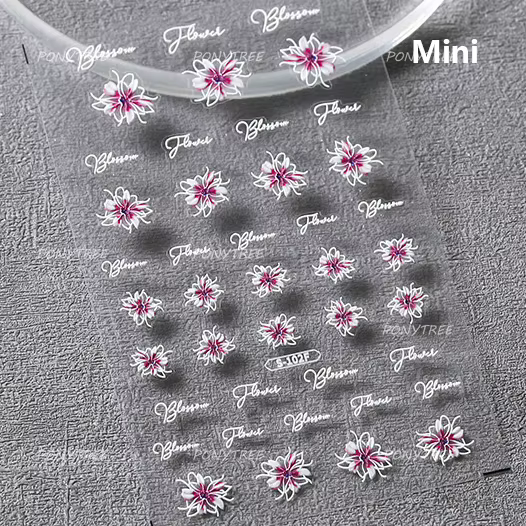 Autocollant adhésif 5D pour Nail Art, fleurs de cerisier en fleurs, branche de pêche vivante, soulag