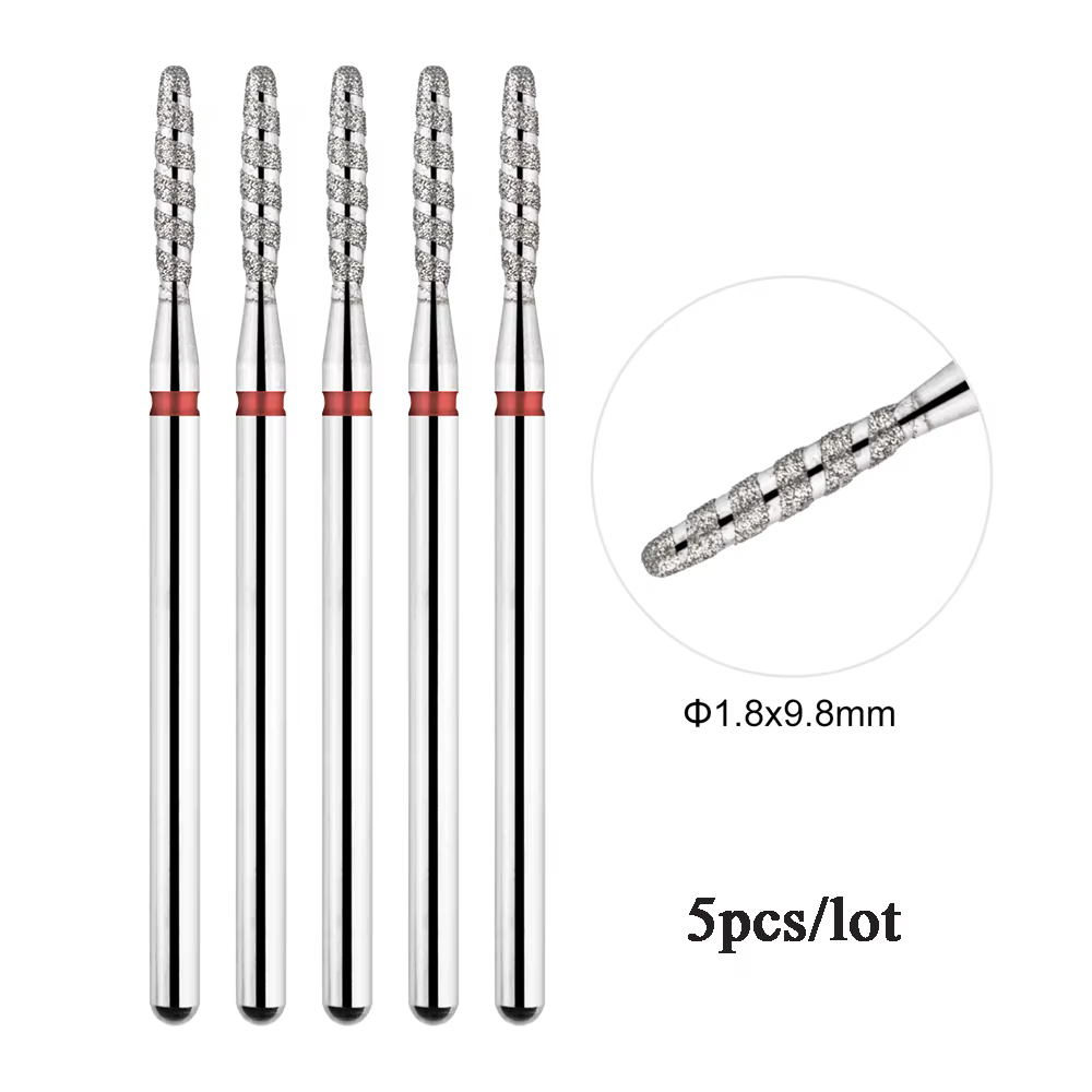 5 pièces/lot diamant ongles Bits Tornado flamme cuticule foret Pro russe électrique fichier Bits pou