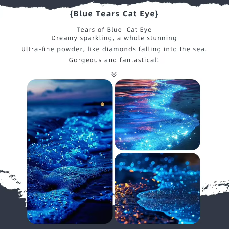 PARPECT COLOR Série œil de chat larmes bleues, 3 couleurs 1 pièce/3g Couleur bleue unique et poudre