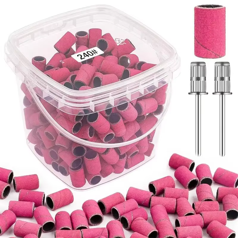 Bandes de ponçage pour nail art, grain 80 120 180 240 avec 2 forets pour manucure et pédicure, acces