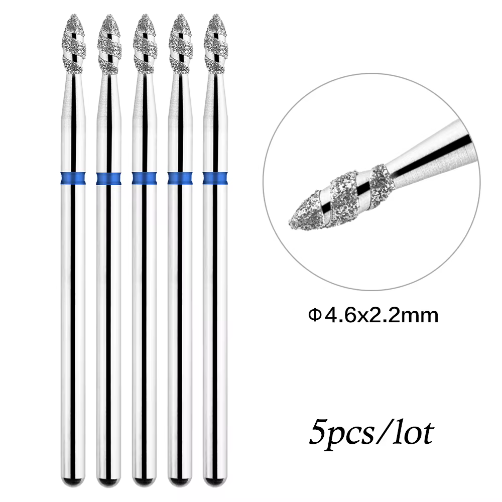 5 pièces/lot diamant ongles Bits Tornado flamme cuticule foret Pro russe électrique fichier Bits pou