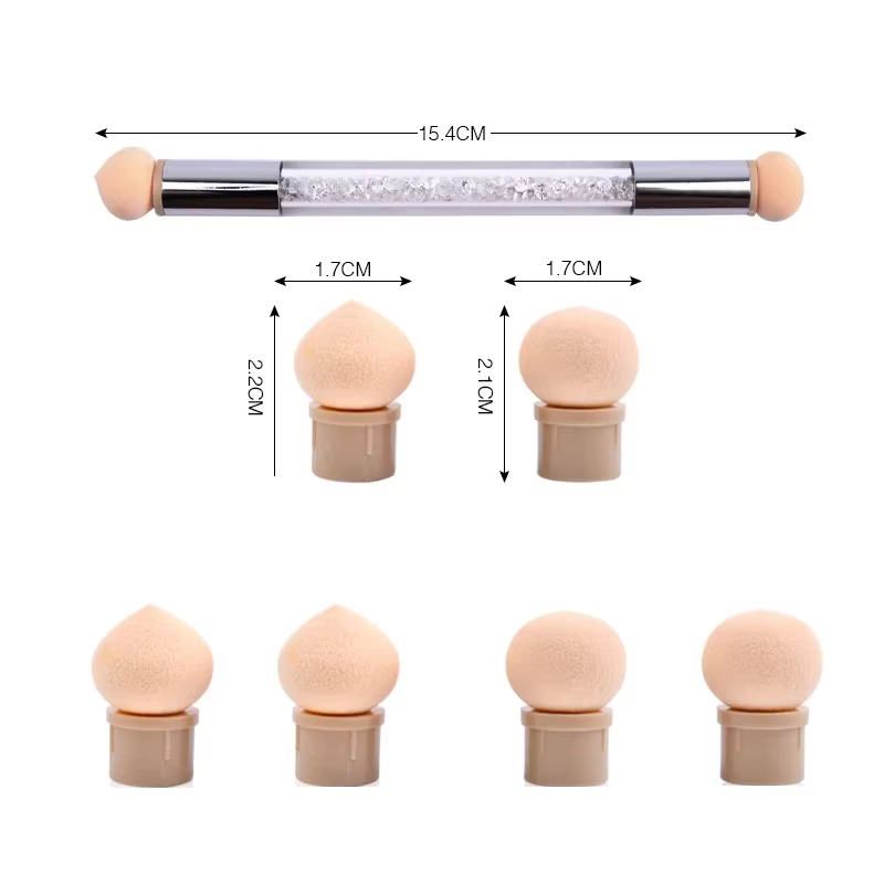 Stylo d'ombrage dégradé à Double extrémité, brosse à points, éponge, poignée en strass, outil de pei