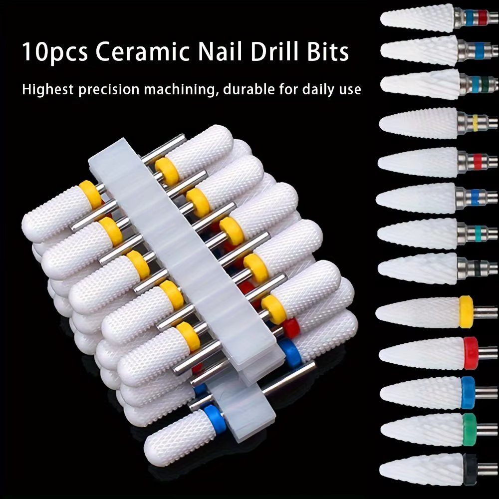 Jeu de forets à ongles en céramique, fraise électrique pour manucure et pédicure, pour Machine à pol