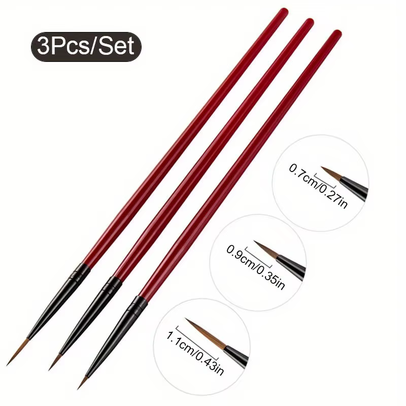 Pinceau de peinture pour Nail Art, 3 pièces/ensemble, stylo à dessin de ligne à fines rayures, point