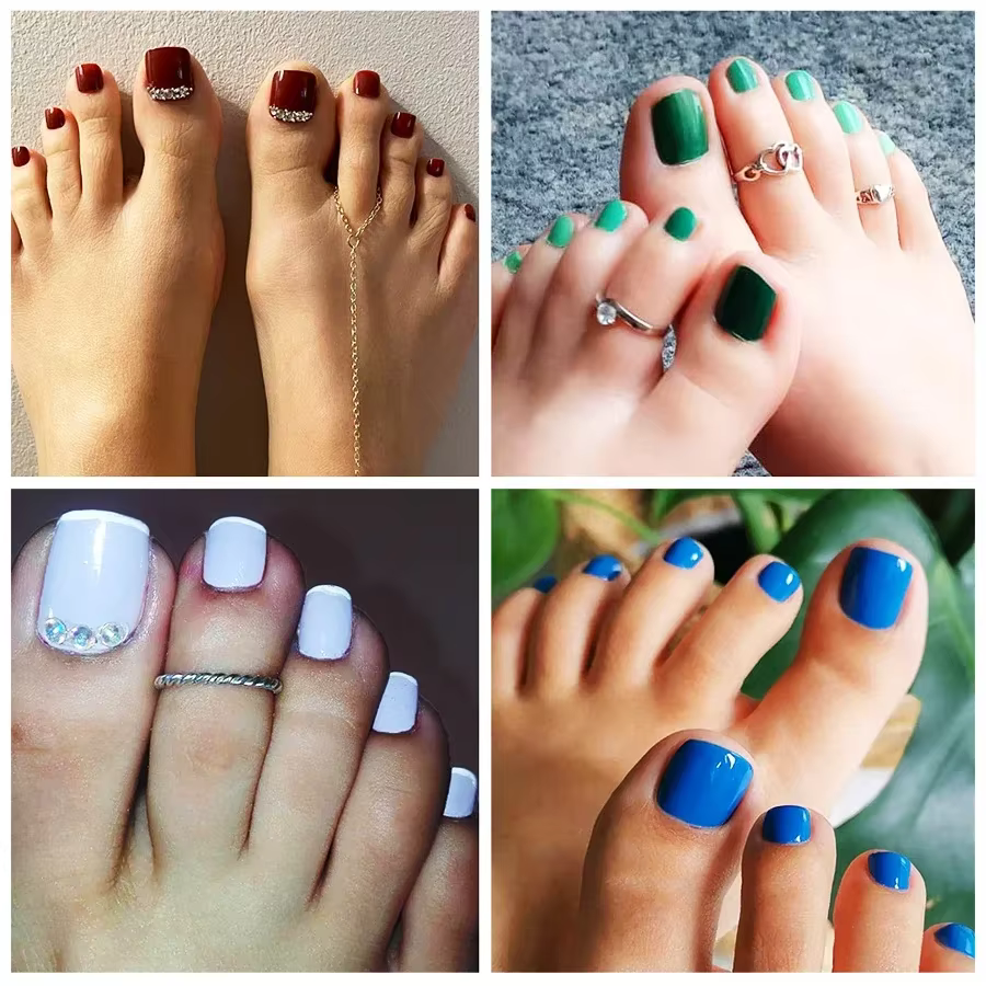 600 faux ongles d'orteils couleur naturelle, couverture complète, application facile pour la maison 