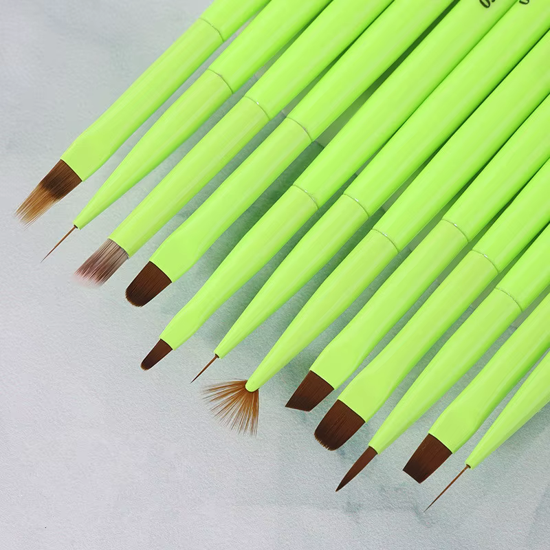 Brosse à ongles verte, brosse à Gel pour manucure, stylo d'extension de Gel UV acrylique, vernis à o