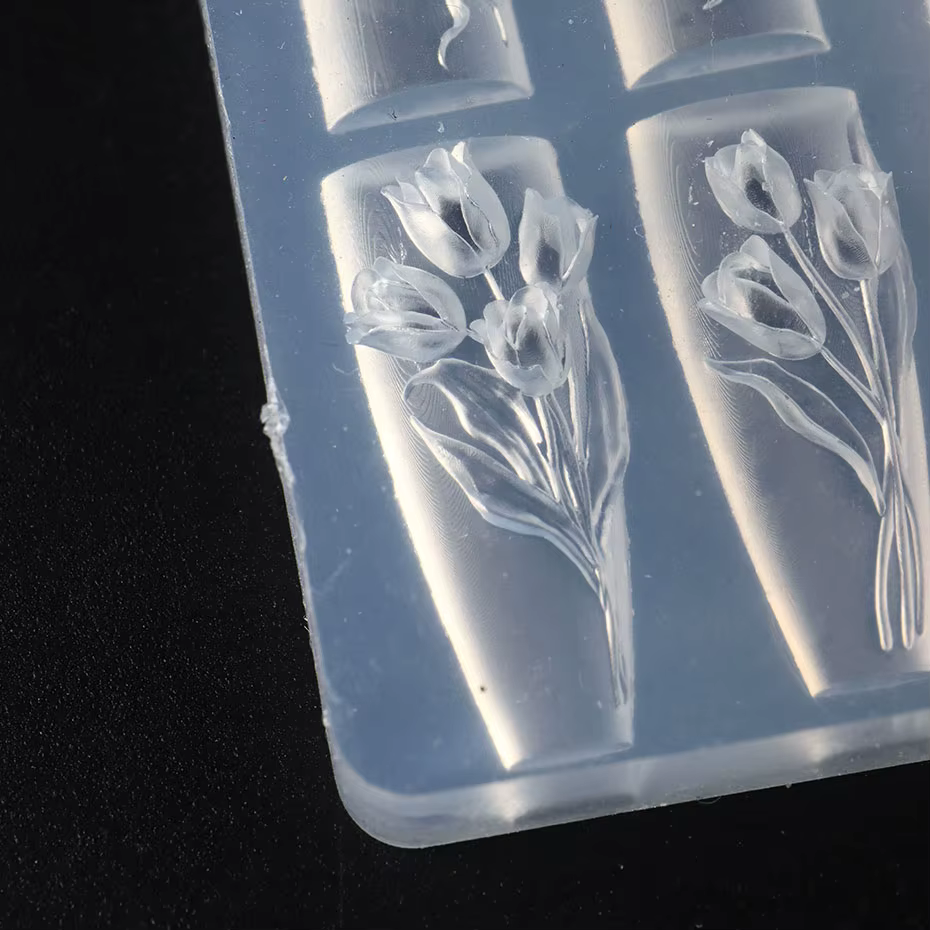 5D tulipe bouquet ongles breloques moule en Silicone doux nœud papillon conception sculpture Art rés