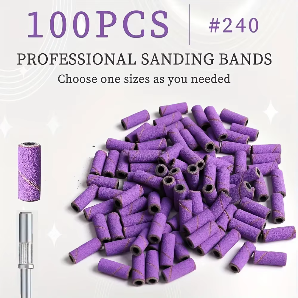 Bandes de ponçage professionnelles pour perceuse à ongles, 100 pièces, forets à ongles non parfumés 